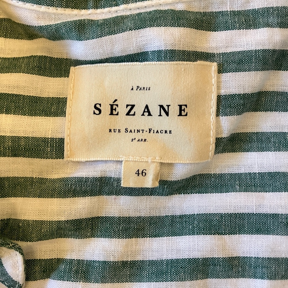 Sezane Tomboy Shirt EUC Green Stripe - Picture 5 of 7